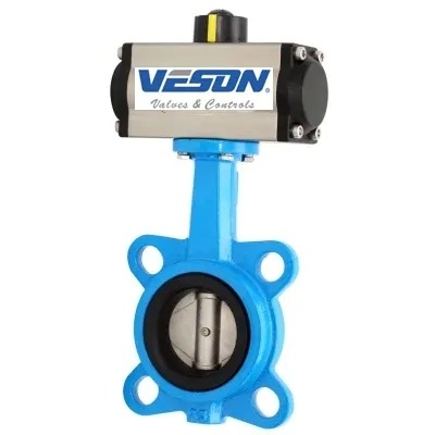 Válvula borboleta pneumática de sede macia tipo wafer VS-063DA