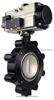 Válvula de borboleta ANSI 150lb de flange dupla Profissionalmente projetada com sistema de transmissão de engrenagem remota do assento PTFE