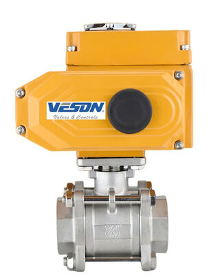 Válvula de Esfera Atuada Elétrica com Extremidade Rosqueada de 3 Peças, Classificação de Pressão PN1.0-32.0MPa e Conformidade com a Norma ISO5211