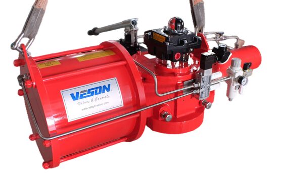 Actuador pneumático de dupla ação de moagem de retorno de quarto de volta de iogue escocês com binário de 830 71753 nm para usinas de energia