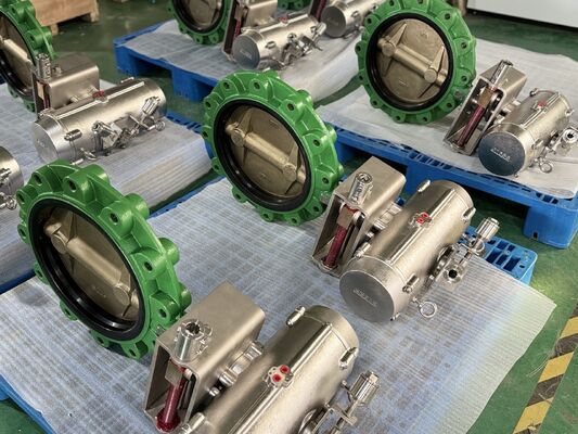 Válvula de borboleta ANSI 150lb de flange dupla Profissionalmente projetada com sistema de transmissão de engrenagem remota do assento PTFE