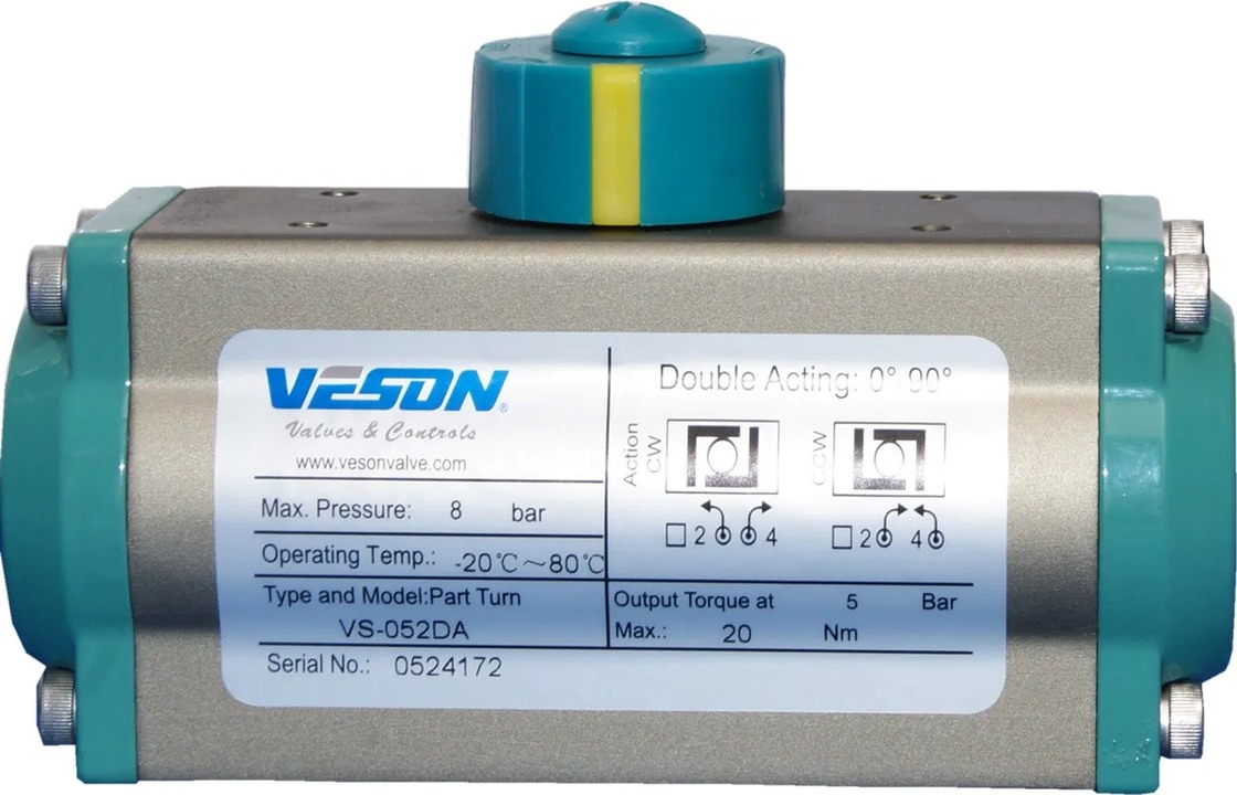 ISO5211 DIN3337 Standard Hard Anodized Aluminum Pneumatic Air Actuator with Double-acting Cylinder