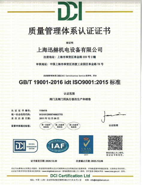 China Veson Valve Ltd. Certificações